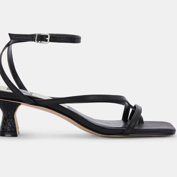 Dolce Vita BAYLOR  Black Leather Strappy Kitten Heels Minimalist Size 7.5 - Picture 3 of 5